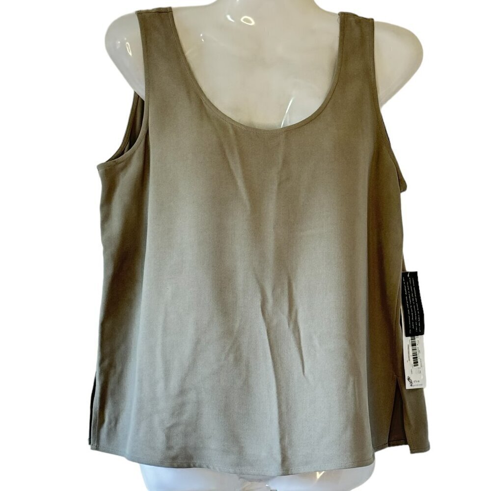 Sueded  Silk Tank NEW WITH TAGS Scoop Neck Side Slits 8P Josephine Chaus